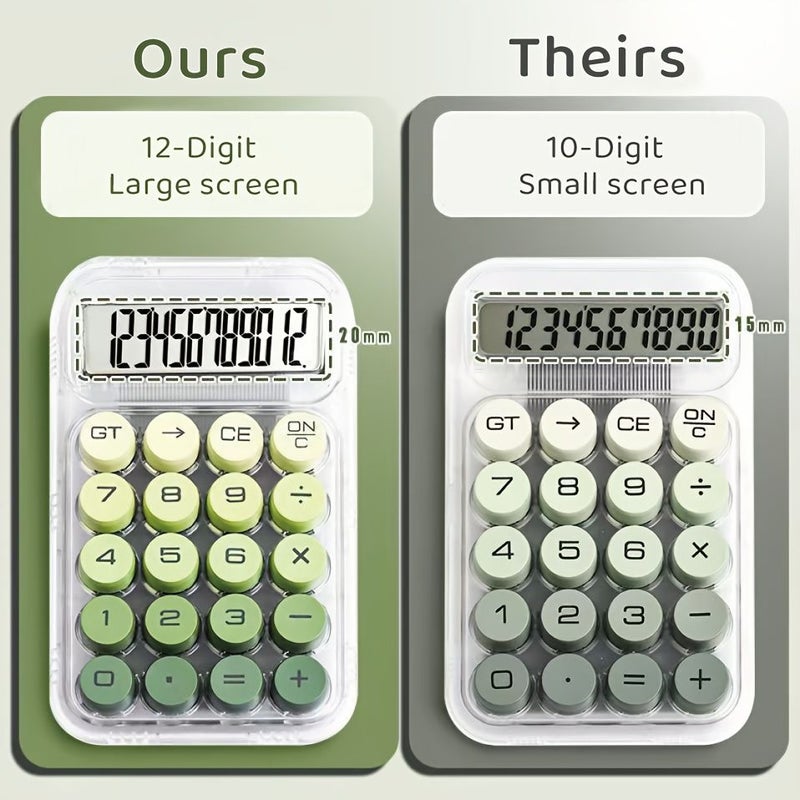 Viral Dopamine Jungle Mist Transparent Calculator 12 Digit Large Screen Mechanical Keys Portable School Office Aesthetic Desk Supplies Battery Not Included - Image 4