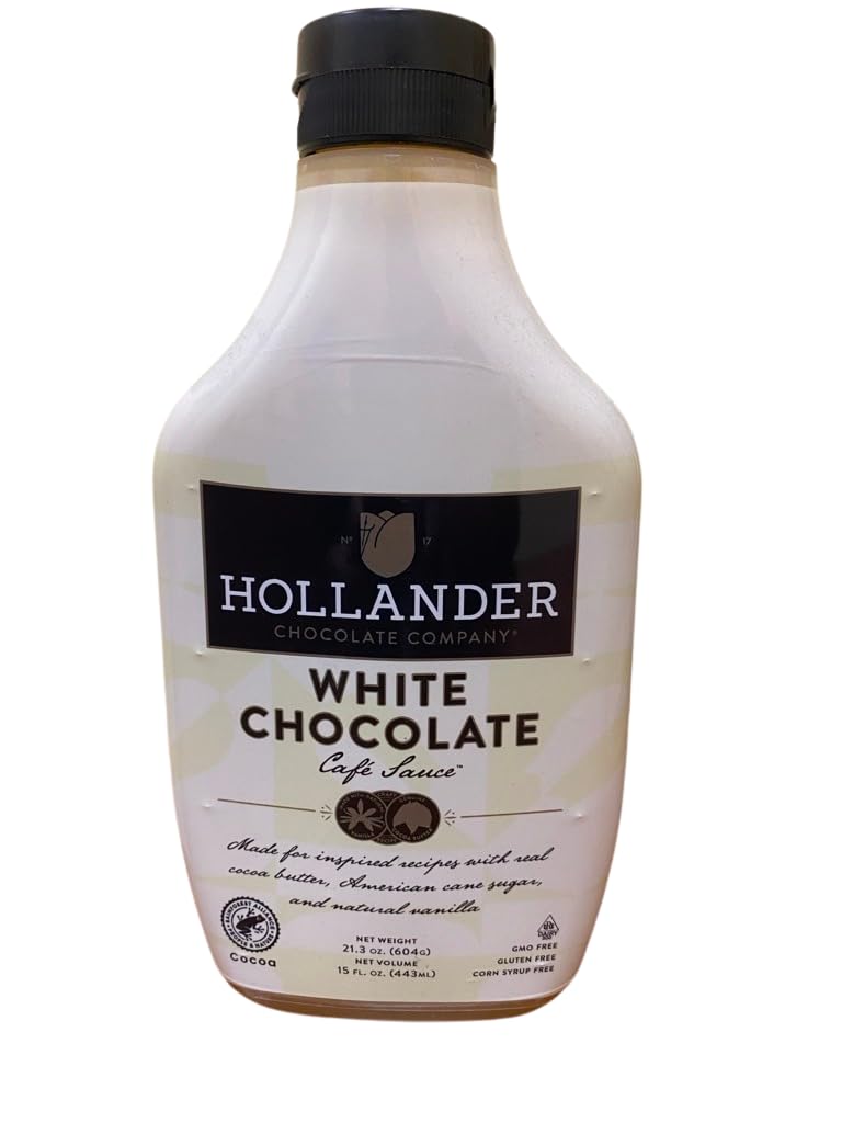 hollander_chocolate Hollander White Chocolate Cafe Sauce  GMOFree GlutenFree SoyFree Corn Syrup Free  15 oz Squeeze Bottle - Image 3