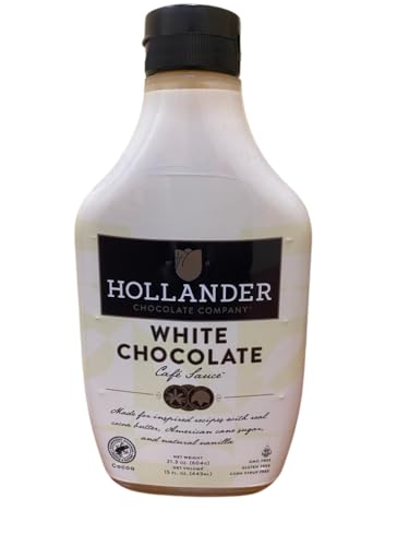 hollander_chocolate Hollander White Chocolate Cafe Sauce  GMOFree GlutenFree SoyFree Corn Syrup Free  15 oz Squeeze Bottle - Image 1