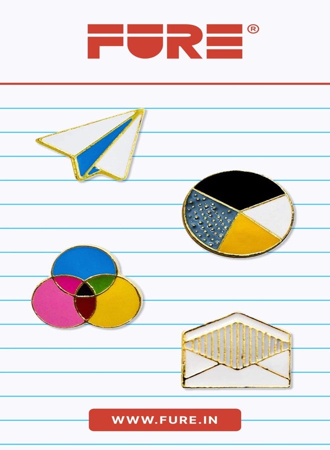FURE Back to School Enamel Pins - Set of 4 Metal Enamel Pin Brooches for Men and Women (Multicolour) - Image 3