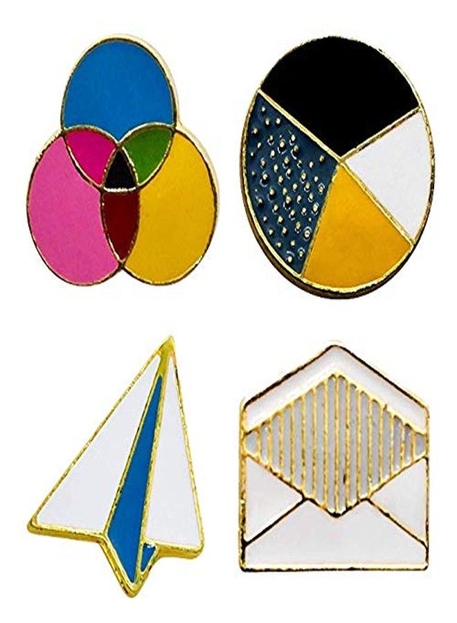 FURE Back to School Enamel Pins - Set of 4 Metal Enamel Pin Brooches for Men and Women (Multicolour) - Image 1