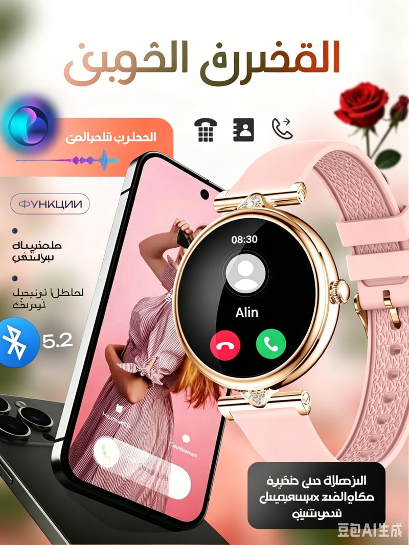 SACOSDING Smart Watch for Women,1.28" AMOLED Touch screen Fitness Tracker, Make/Answer Calls, Heart Rate SpO2 Monitor, IP68 Waterproof, Sleep & Activity Tracking Smartwatch for Android Phones iPhone - Image 3