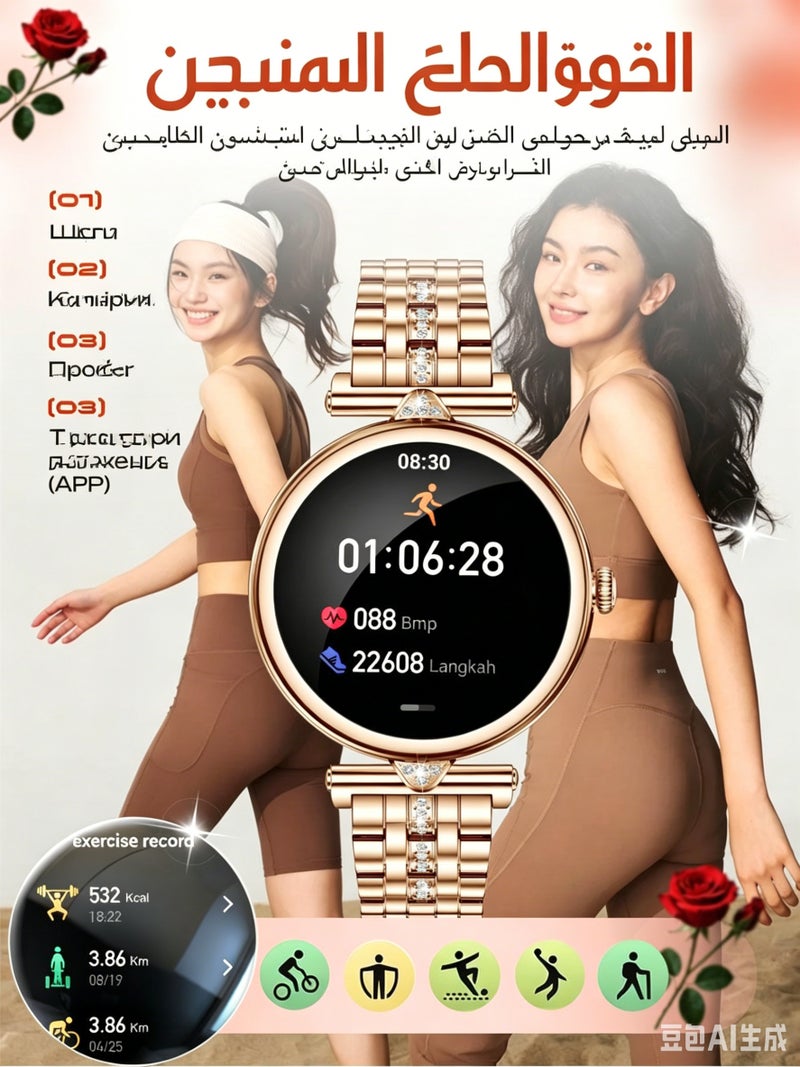 SACOSDING Smart Watch for Women,1.28" AMOLED Touch screen Fitness Tracker, Make/Answer Calls, Heart Rate SpO2 Monitor, IP68 Waterproof, Sleep & Activity Tracking Smartwatch for Android Phones iPhone - Image 5