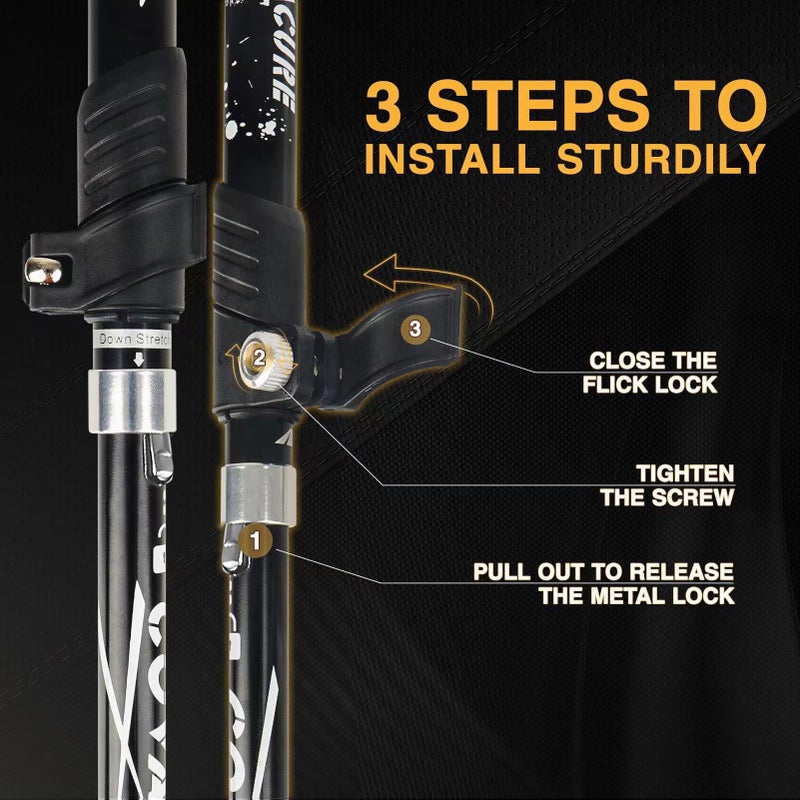 Covacure Hiking Poles Collapsible Trekking Poles - Aluminum Alloy 7075 Walking Sticks with Telescopic & Foldable Tri-fold Design Hiking Gear for Women Men, Camping, Climbing - Image 4