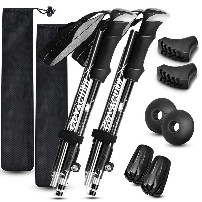 Covacure Hiking Poles Collapsible Trekking Poles - Aluminum Alloy 7075 Walking Sticks with Telescopic & Foldable Tri-fold Design Hiking Gear for Women Men, Camping, Climbing - Image 1
