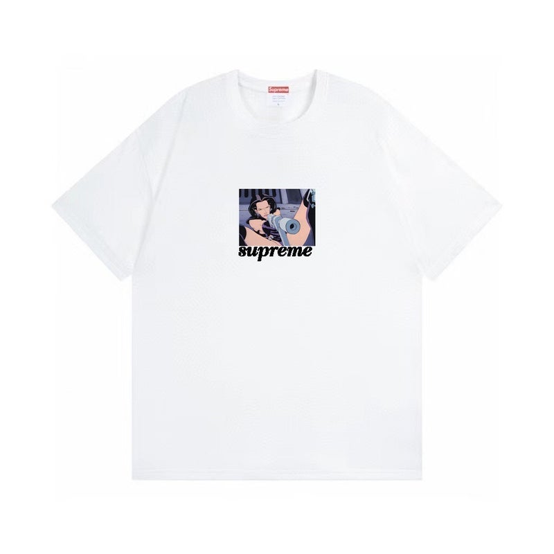 SUPREME 26FW New Trendy SUP American Retro Letter Print All-Match Short Sleeve T-Shirt - Image 1