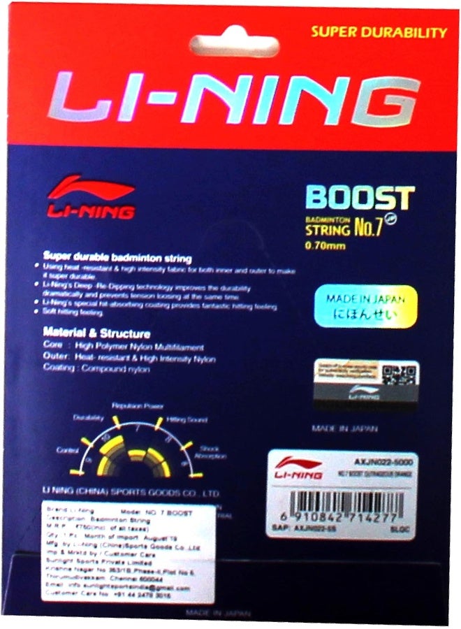 Li-Ning Unisex Adult No.7 Boost Badminton - String, 0.70Mm Diameter - Outrageous Orange, One Size - Image 2
