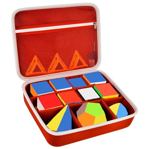 Grapsa Speed Cube Storage Case Compatible with Rubiks Cube for GAN Magic Puzzle Cubes Carrying Bag Holder with Mesh Pocke for Brain Teaser Fidget ToyCube StandTutorial Box Only Red - Image 1