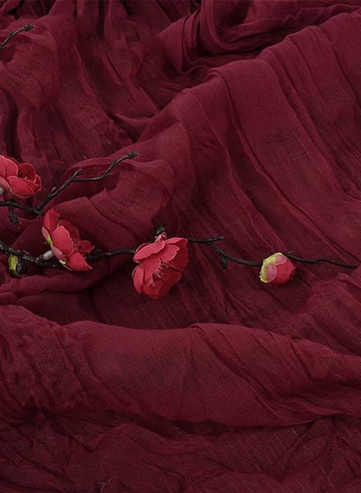 Cheesecloth Table Runner, 10Ft x 35" Rustic Gauze Boho Wedding Table Runner Decoration, Vintage Table Centerpieces, Table Cloth, for Wedding Reception Bridal Shower Birthday (1 Pack Burgundy) - Image 2