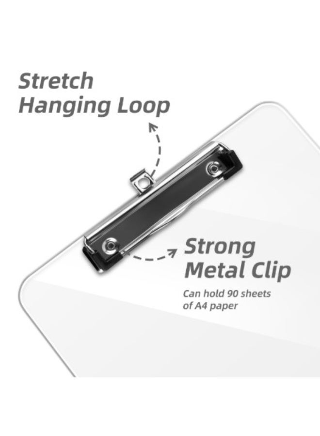 Terabyte لوحات بلاستيكية، لوحة أكريليك شفافة بحجم A4 للفصل الدراسي، للطلاب، بحجم رسالة شفاف مع مشبك منخفض، لوازم المكتب والمدرسة - Image 3