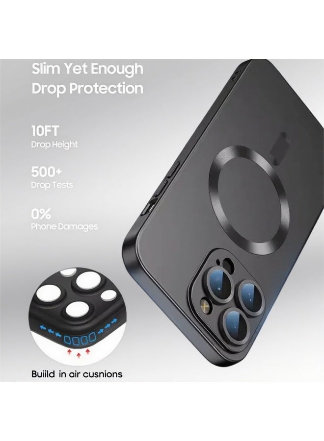 غطاء iPhone 16 /16Pro/16Pro Max، جراب MagSafe مع شحن لاسلكي مغناطيسي، حماية عدسة زجاجية ناعمة غير لامعة - Image 3