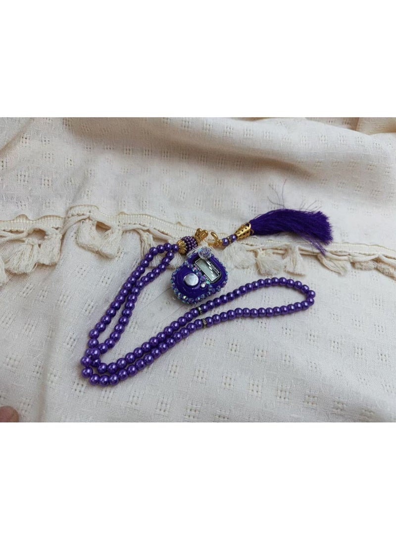 Huitich Digital Elegance 99 Glass Bead Tasbeeh Gift Set with Digital Counter Blue - Image 2