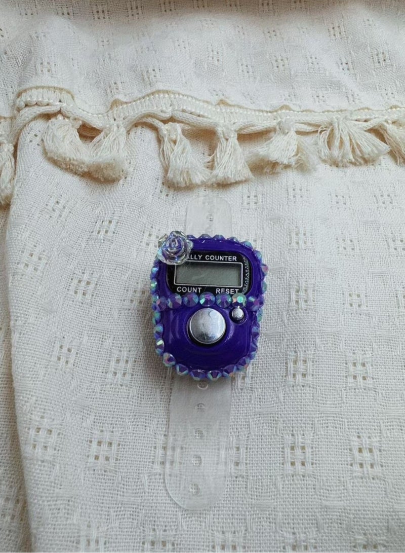 Huitich Digital Elegance 99 Glass Bead Tasbeeh Gift Set with Digital Counter Blue - Image 4