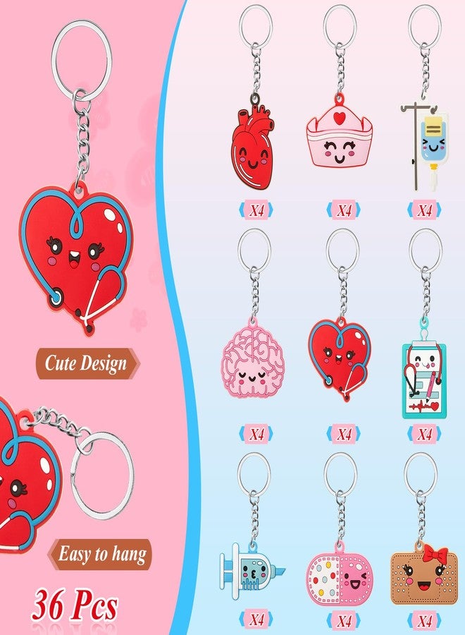 Henoyso 9 Pcs Christmas Nurse Keychain Gifts Bulk Nursing Appreciation Gift for Holiday Medical Xmas Party Favors (Pretty Style) - Image 3