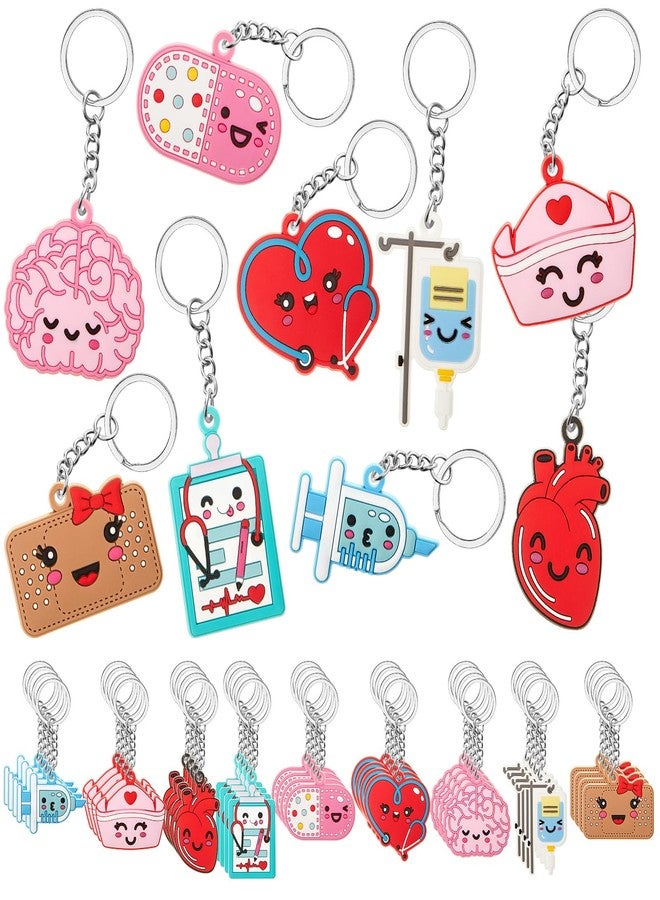 Henoyso 9 Pcs Christmas Nurse Keychain Gifts Bulk Nursing Appreciation Gift for Holiday Medical Xmas Party Favors (Pretty Style) - Image 1