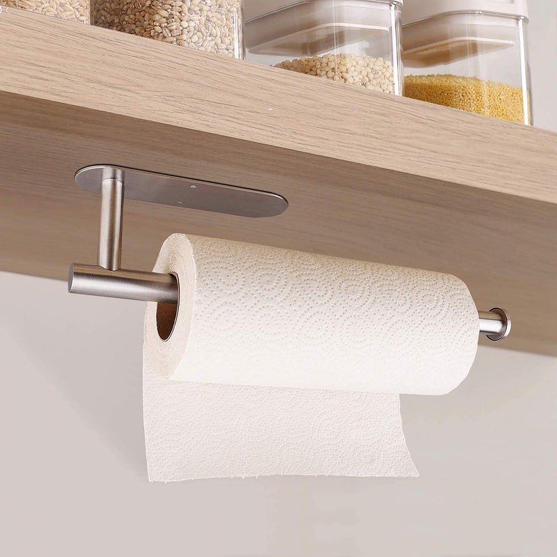 DR CATCH Paper Towel Holders for Kitchen,Paper Towels Bulk- Self-Adhesive Under Cabinet,Both Available in Adhesive and Screws,Stainless Steel - Image 2