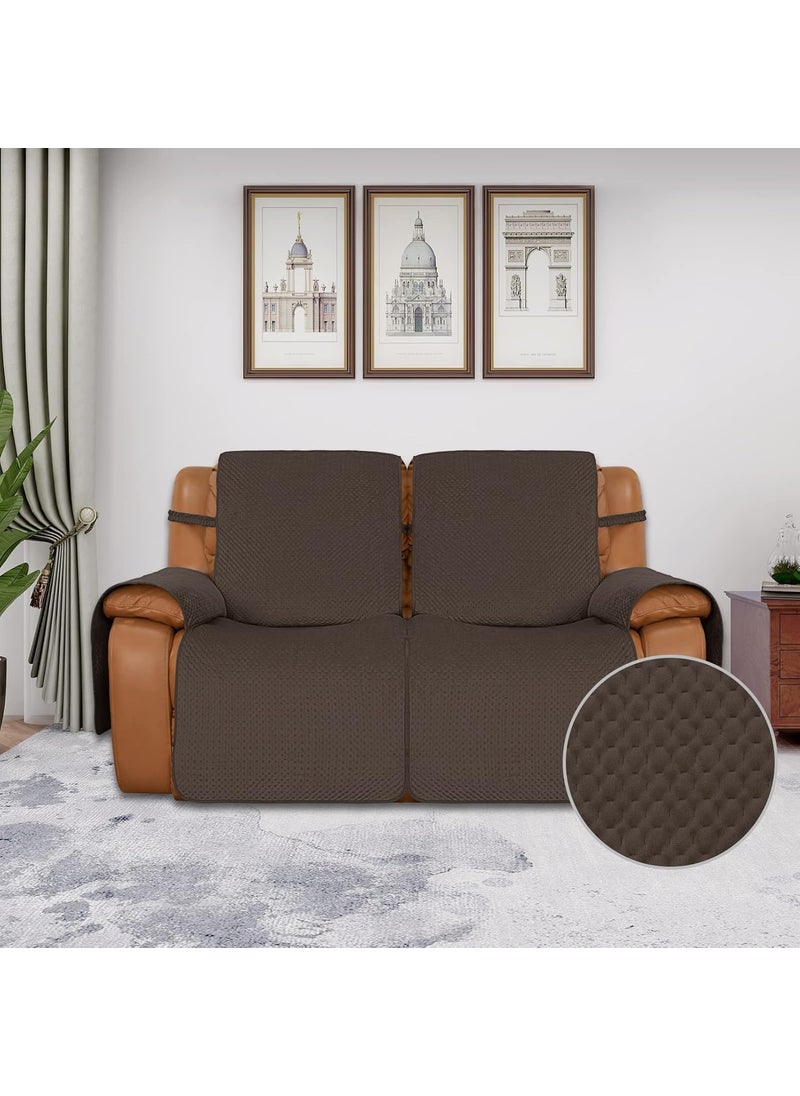 Easy-Going - Easy-Going Recliner Loveseat Covers, Water Resistant Reversible 2 Seat Recliner Cover, Velvet Couch Cover, 2 Pieces Double Recliner Sofa Covers for Kids, Dogs, Pets (Loveseat Recliner, Chocolate) - Image 1