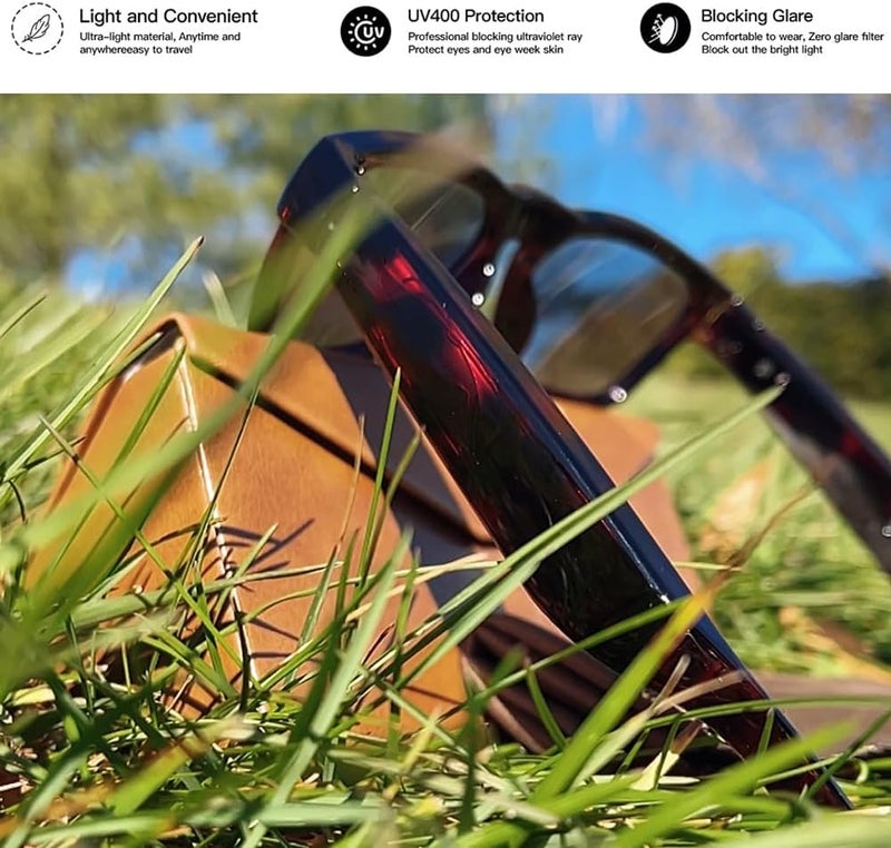 OhO sunshine نظارات أوهو سانشاين الشمسية بلوتوث، نظارات ذكية بتصميم الأذن المفتوحة، التحكم الصوتي، رفع/خفض الصوت، مقاومة الماء IP44، عدسات مستقطبة، حماية UV400، للبالغين من الجنسين، تصميم ع��ري، نظارات شمسية ملفوفة - Image 5