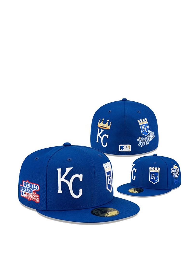 NEW ERA AA Quality Kansas City Royals Blue Fitted Hat - Classic KC Logos-59.6cm 