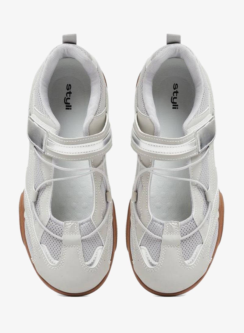 Styli Grey Mesh Mary Jane Sneakers - Image 3