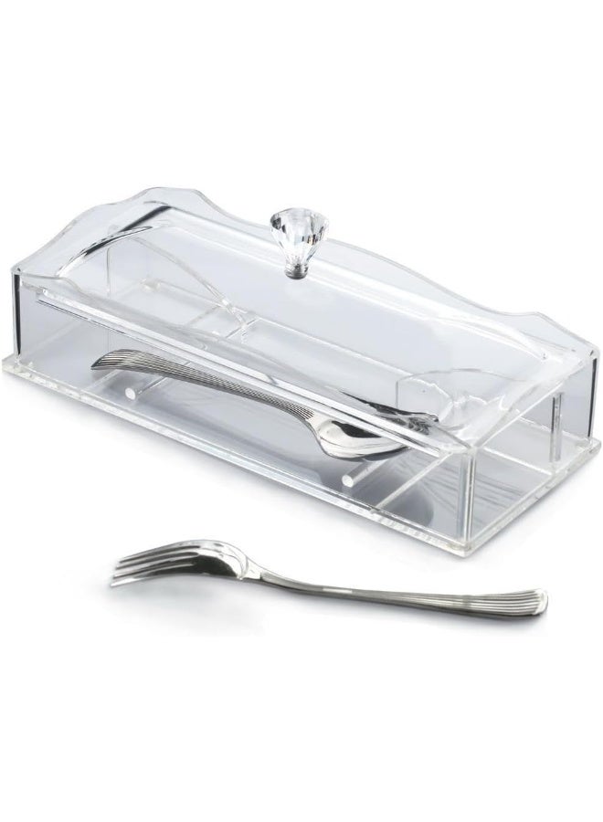 Orchid Acrylic Cutlery Holder Box Cutlery Storage Organizer Cutlery Holder With Cover Utensils Organizer For Countertop Kitchen Organizer Kitchen Accessories - Image 1