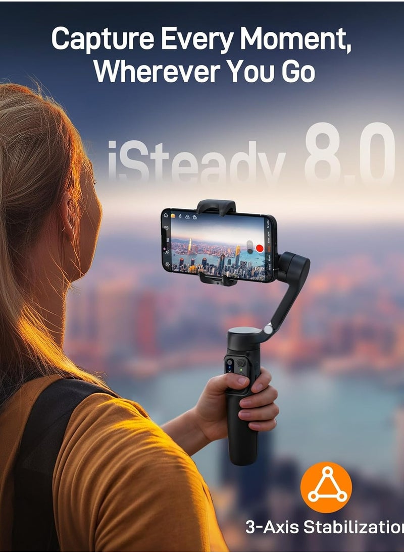 hohem - Hohem iSteady X3 SE 3-axis Foldable Smartphone Gimbal Stabilizer with AI Tracking and Detachable Remote Control (Black) - Image 1