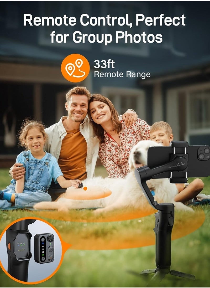 hohem - Hohem iSteady X3 SE 3-axis Foldable Smartphone Gimbal Stabilizer with AI Tracking and Detachable Remote Control (Black) - Image 1