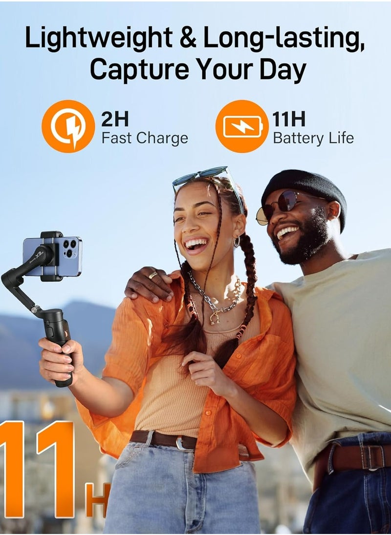hohem - Hohem iSteady X3 SE 3-axis Foldable Smartphone Gimbal Stabilizer with AI Tracking and Detachable Remote Control (Black) - Image 1