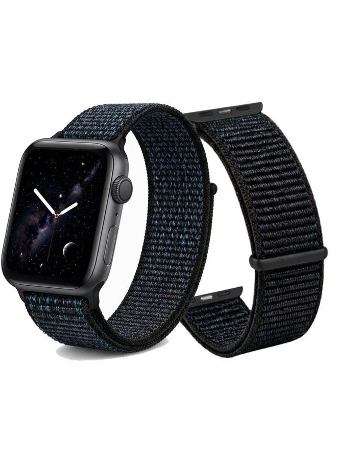 CATANES Breathable Nylon Sport Loop Band Compatible with Apple Watch 44mm 45mm 46mm 49mm for Women Men, iWatch Wrist Straps for Ultra 3 2, Se, Series 11 10 9 8 7 - midnight - Image 2