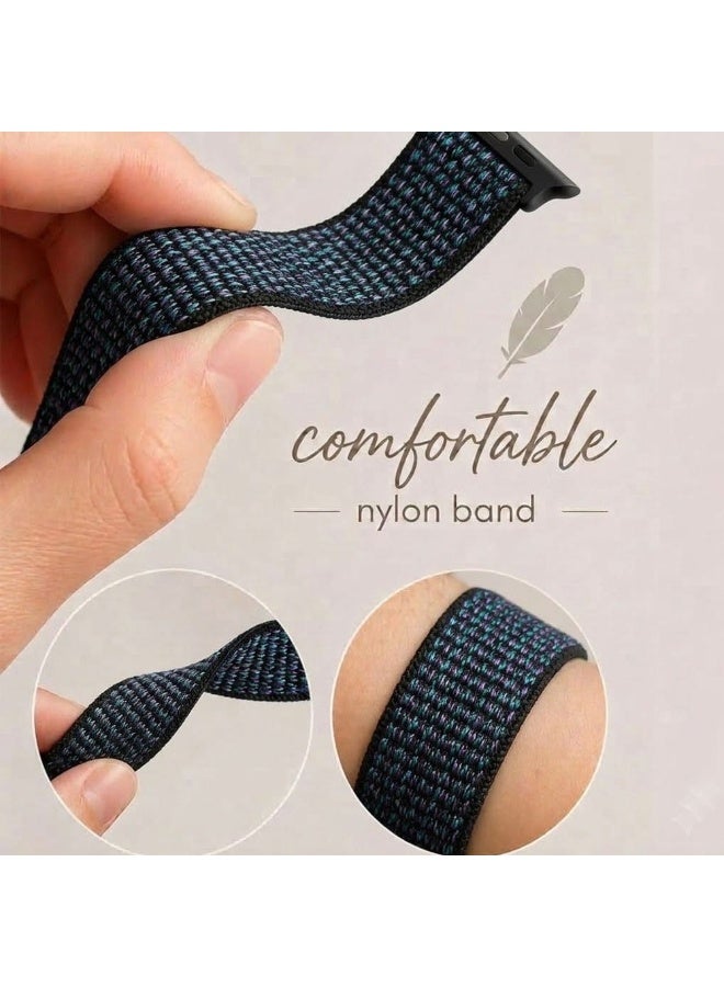 CATANES Breathable Nylon Sport Loop Band Compatible with Apple Watch 44mm 45mm 46mm 49mm for Women Men, iWatch Wrist Straps for Ultra 3 2, Se, Series 11 10 9 8 7 - midnight - Image 4