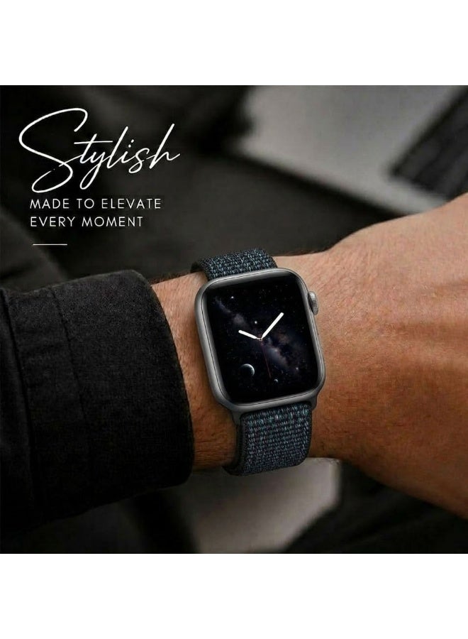 CATANES Breathable Nylon Sport Loop Band Compatible with Apple Watch 44mm 45mm 46mm 49mm for Women Men, iWatch Wrist Straps for Ultra 3 2, Se, Series 11 10 9 8 7 - midnight - Image 5