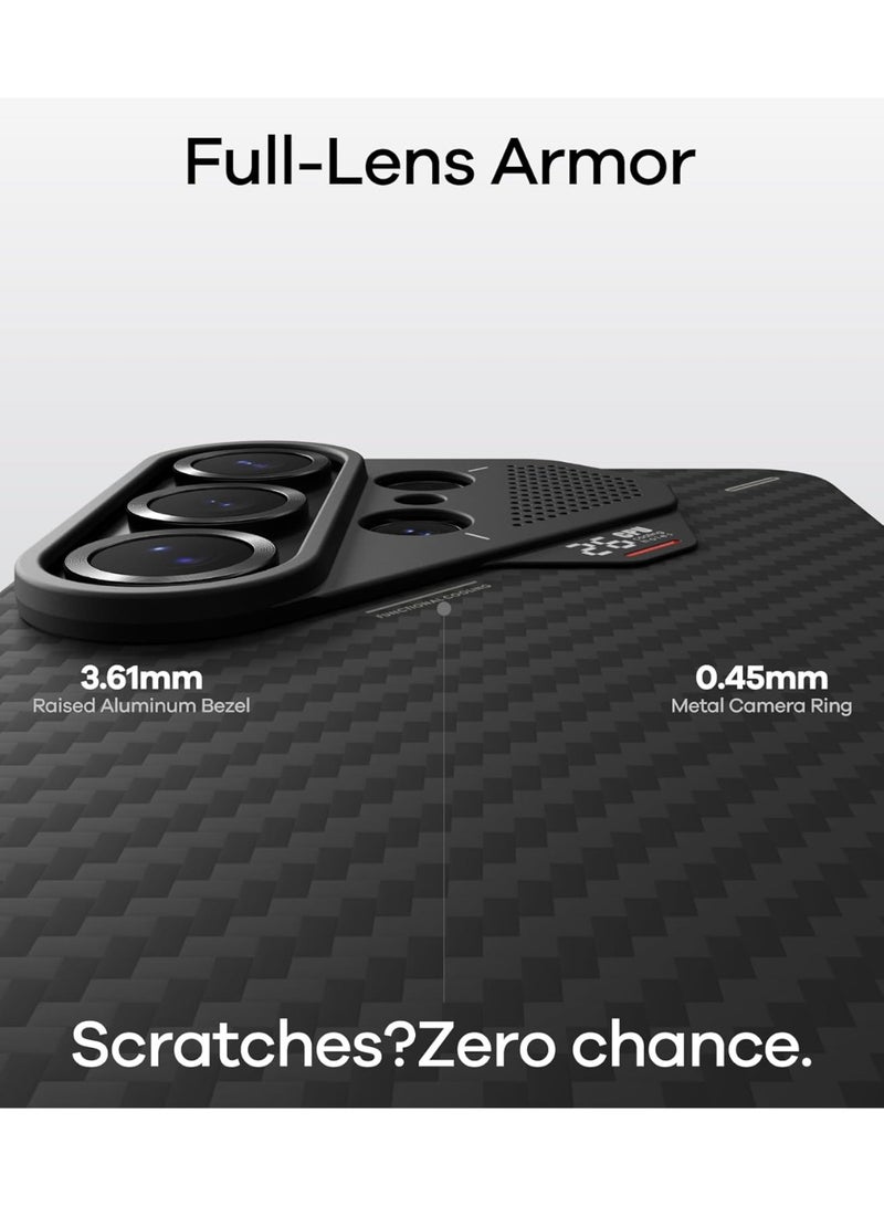 Aulumu S26 Ultra Galaxy Aramid Fiber Magnetic Case | 1500D Ultra Slim Woven | Compatible with MagSafe | Passive Cooling Samsung Galaxy S26 Ultra Case - Black - Image 5