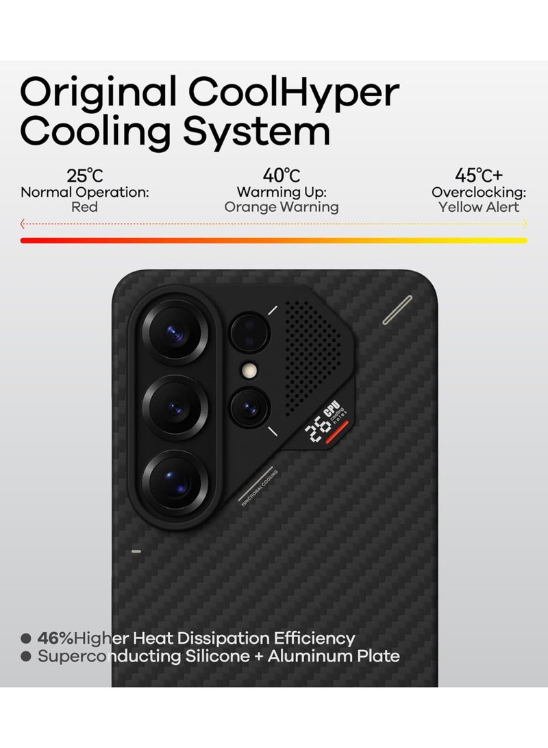 Aulumu S26 Ultra Galaxy Aramid Fiber Magnetic Case | 1500D Ultra Slim Woven | Compatible with MagSafe | Passive Cooling Samsung Galaxy S26 Ultra Case - Black - Image 4