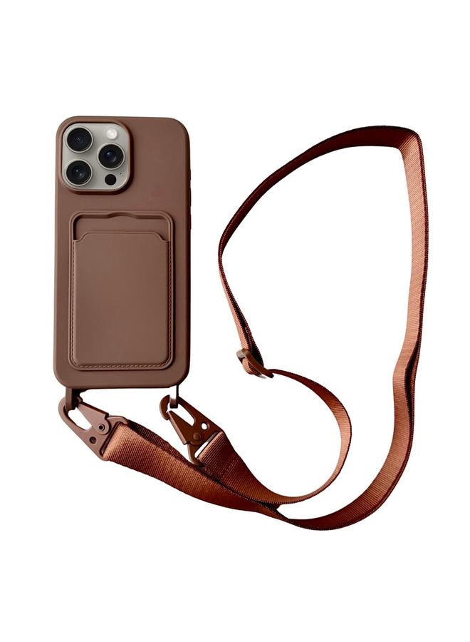 S-TOP Case For iPhone 14 Pro Max Card Slot Liquid Silicone Phone Case with Lanyard - Image 1