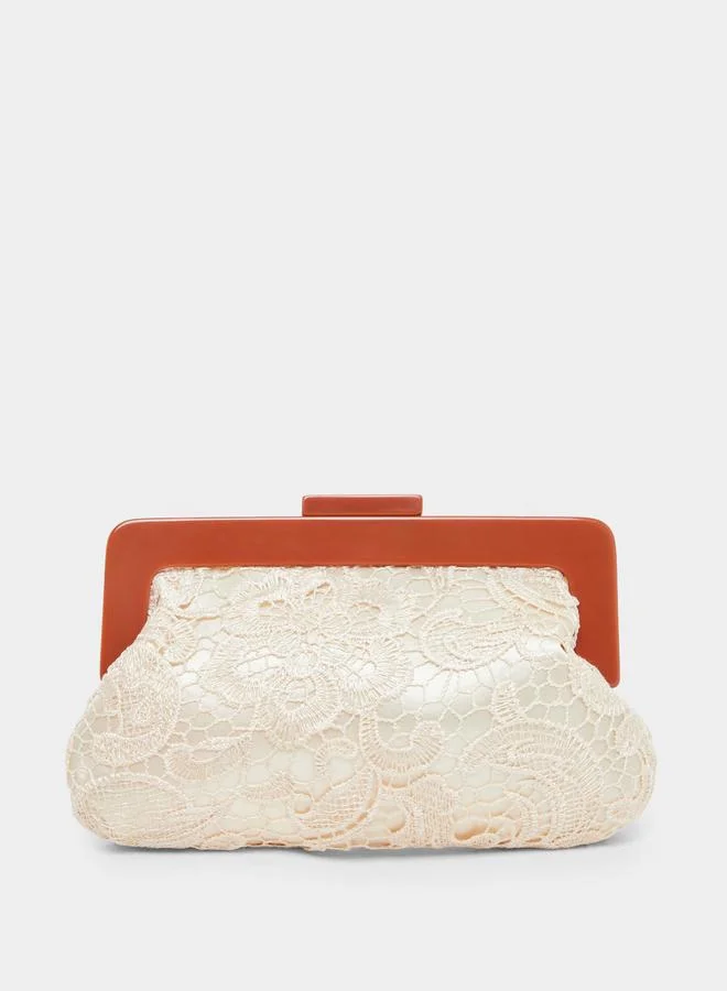 Styli White Lace Clutch Bag