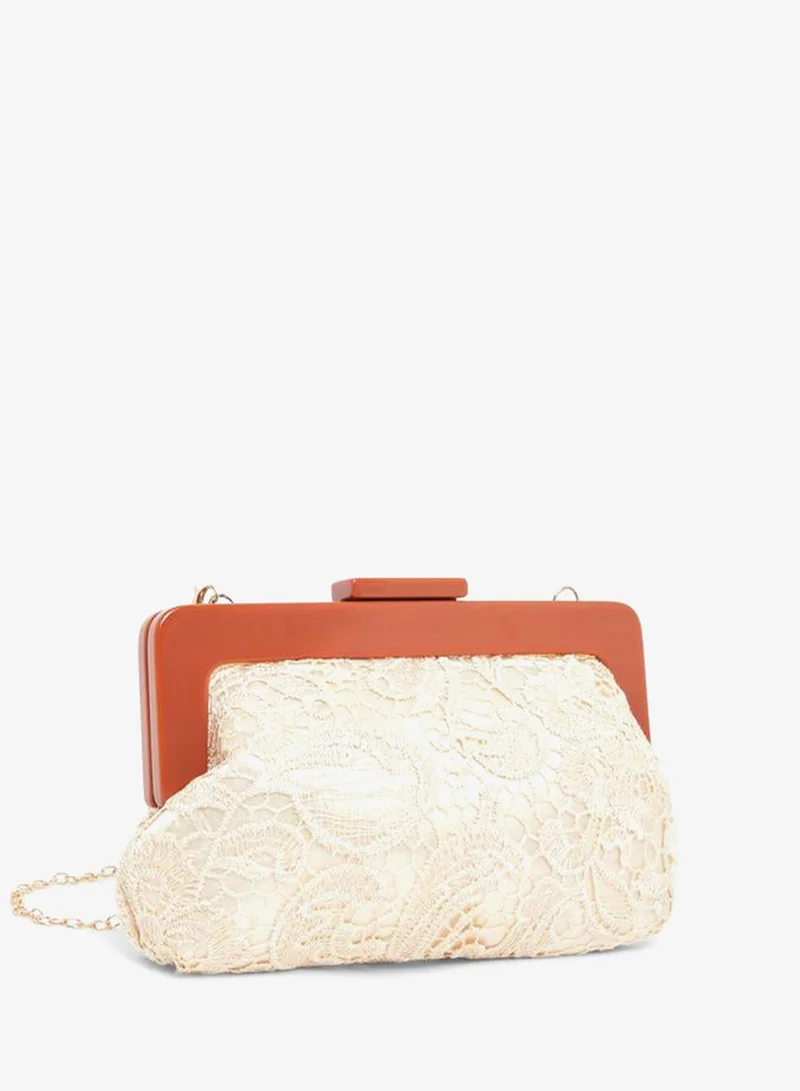 Styli White Lace Clutch Bag