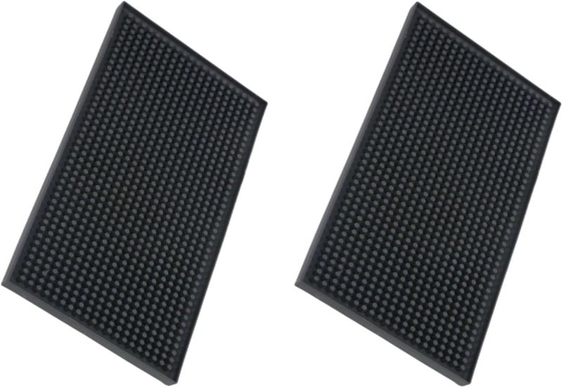 XieNie Bar Mats 2PCS 6" x 12" Small Black, Countertop Coffee Mat for Home Bar, Service Spill Mat for Cocktail Bartender Kitchen, PVC Counter Top Cup Glasses Dish Drying Mat, 2Pac(Black) - Image 1