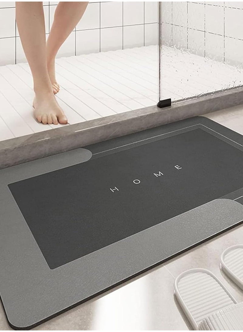 Meishida Diatom Bath Mat, Anti Slip Door Mat, Quick-Drying Bathroom Mat, Instant Dry Home Mat Rug, Super Absorbent Floor Mat for Kitchen, Shower Room, Bathtub (Black, 90CM*60CM, Rectangle) - Image 2