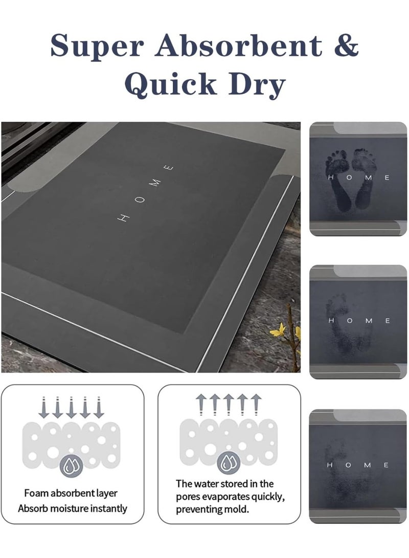 Meishida Diatom Bath Mat, Anti Slip Door Mat, Quick-Drying Bathroom Mat, Instant Dry Home Mat Rug, Super Absorbent Floor Mat for Kitchen, Shower Room, Bathtub (Black, 90CM*60CM, Rectangle) - Image 4