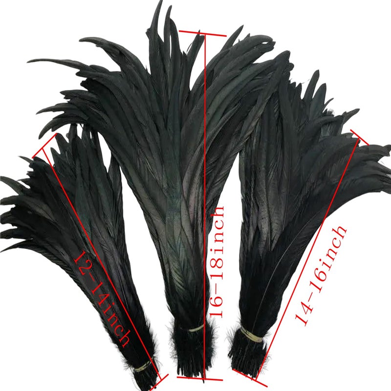 Shekyeon 12-14inch Rooster Tail Feather Used Hats Costume Decoration Pack of 50(Black) - Image 4