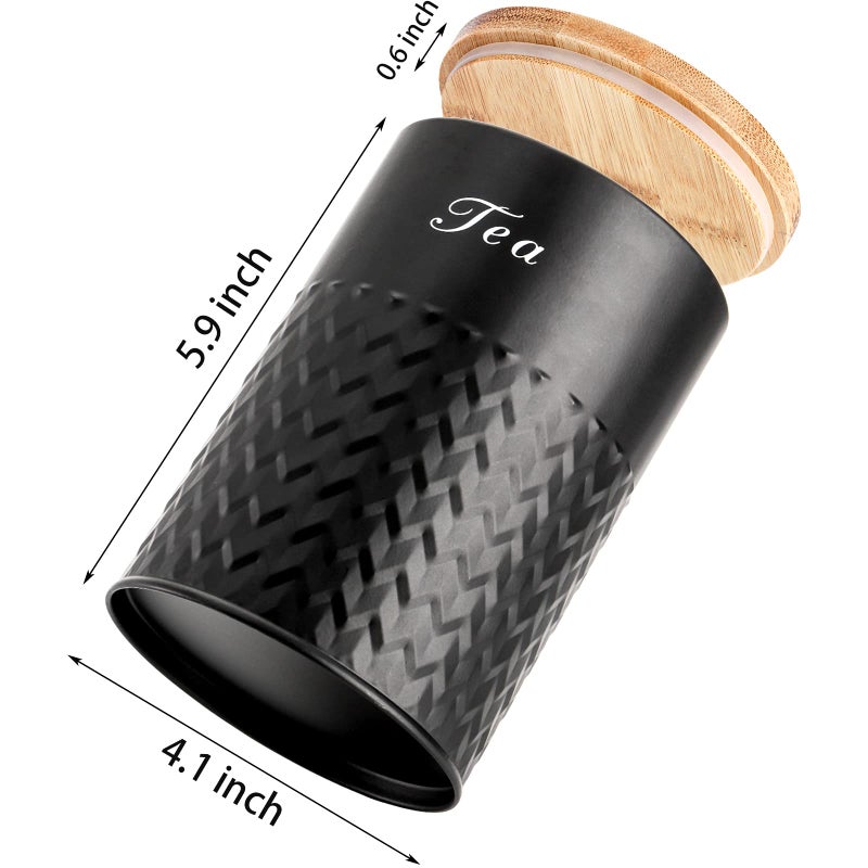 Bekith 3 Pack Kitchen Canisters with Bamboo Lids, Airtight Metal Canister Set, Food Storage Containers Jars for Coffee, Sugar, Tea, Flour, Rustic Kitchen Decor Containers, Black - Image 3