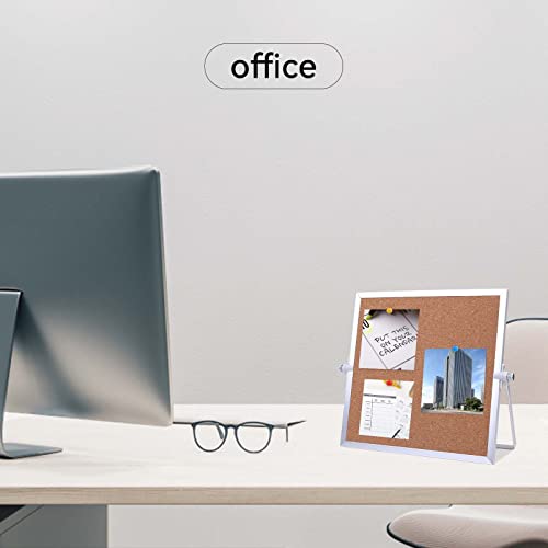 kdafio 9.8"×9.8" Cork Board Bulletin Board, Double Sided Pin Board with Silver Aluminum Border, Desktop Small Cork Board with Stand Suitable for Home, Office, Desk Message Board or Picture Board - Image 5