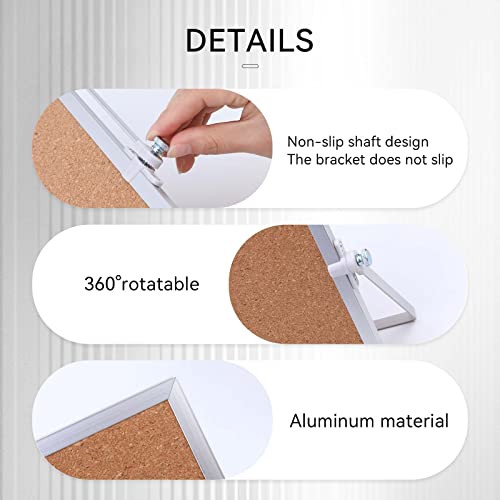 kdafio 9.8"×9.8" Cork Board Bulletin Board, Double Sided Pin Board with Silver Aluminum Border, Desktop Small Cork Board with Stand Suitable for Home, Office, Desk Message Board or Picture Board - Image 3