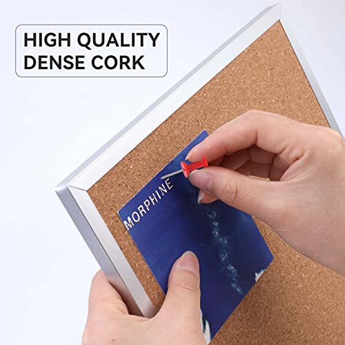kdafio 9.8"×9.8" Cork Board Bulletin Board, Double Sided Pin Board with Silver Aluminum Border, Desktop Small Cork Board with Stand Suitable for Home, Office, Desk Message Board or Picture Board - Image 4
