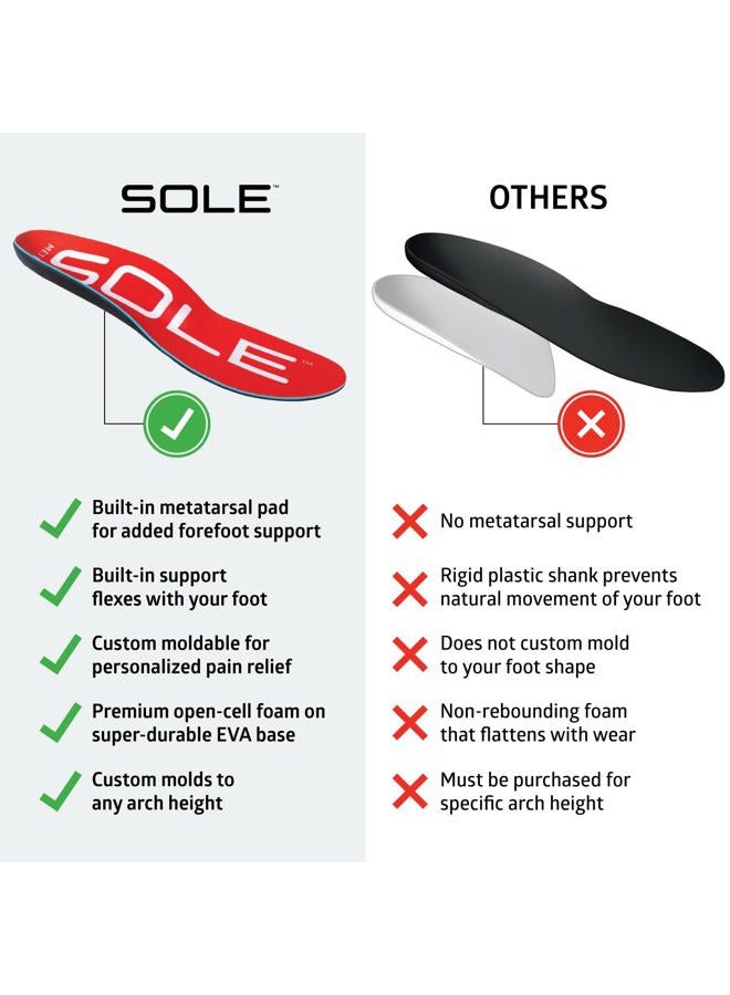 SOLE Active Medium Plantar Fasciitis Insoles, Men & Women - Arch Support Inserts for Foot Health and Heel Pain Relief, Orthotic Shoe Inserts - Multiple Sizes, Red, Mens Size 8 / Womens Size 10 - Image 3