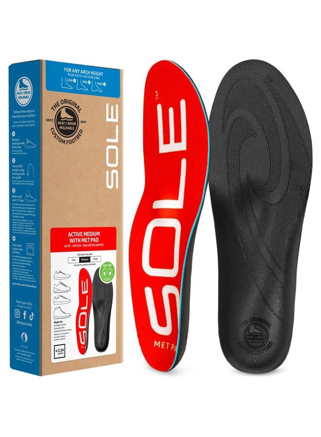 SOLE Active Medium Plantar Fasciitis Insoles, Men & Women - Arch Support Inserts for Foot Health and Heel Pain Relief, Orthotic Shoe Inserts - Multiple Sizes, Red, Mens Size 8 / Womens Size 10 - Image 1