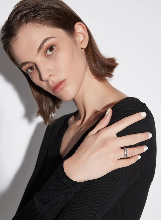 Greenpod 6mm Tungsten Carbide Rings for Men Silver Cubic Zirconia Eternity Wedding Band Women High Polish Comfort Fit Size 6 - Image 5