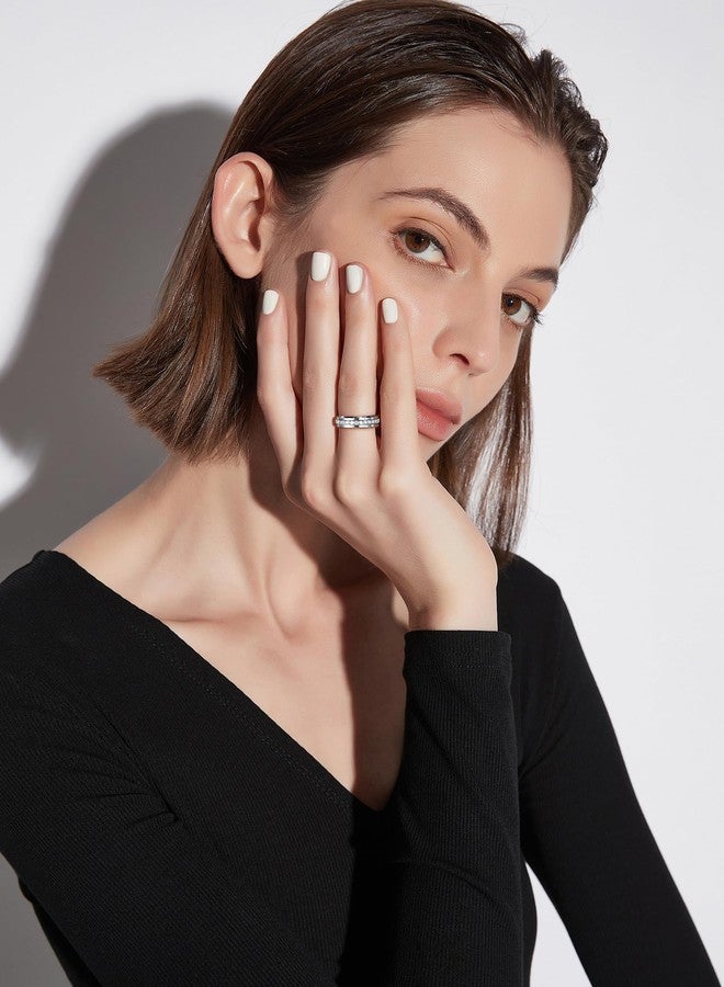 Greenpod 6mm Tungsten Carbide Rings for Men Silver Cubic Zirconia Eternity Wedding Band Women High Polish Comfort Fit Size 6 - Image 4