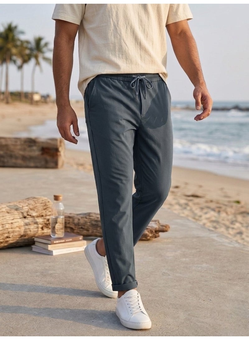 Hikes Men’s Premium Casual Pants – Soft Stretch Rayon Blend, Elastic Waist Lightweight Comfortable Trousers for Daily Wear - Image 1