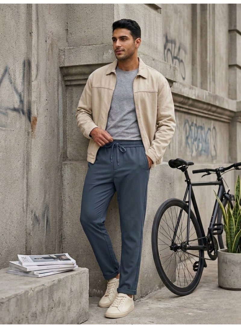 Hikes Men’s Premium Casual Pants – Soft Stretch Rayon Blend, Elastic Waist Lightweight Comfortable Trousers for Daily Wear - Image 4